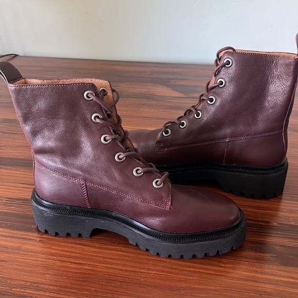 Madewell Rayna Lace Up Boots NG667 Red Leather 7 - Picture 6 of 10